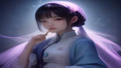 奇幻动漫预告截图，魔法阵在黑暗中发光，神秘少女站在中央，蓝紫色调充满魔幻感